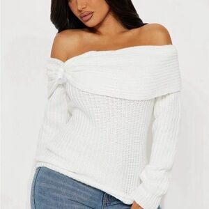 Fashion Nova Off-Shoulder White Sweater